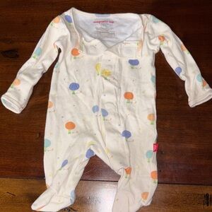 Magnetic Me Cream Footie with Multicolor Mushroom Print